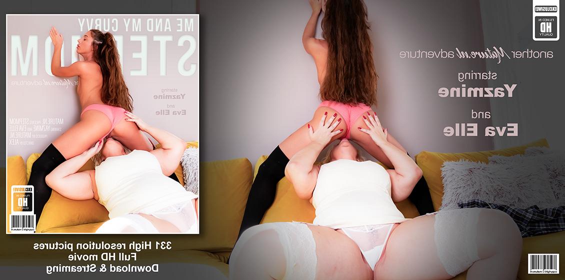11P La rubia mayor y regordeta Yazmine tiene sexo lésbico con su amante más joven Eva Elle
