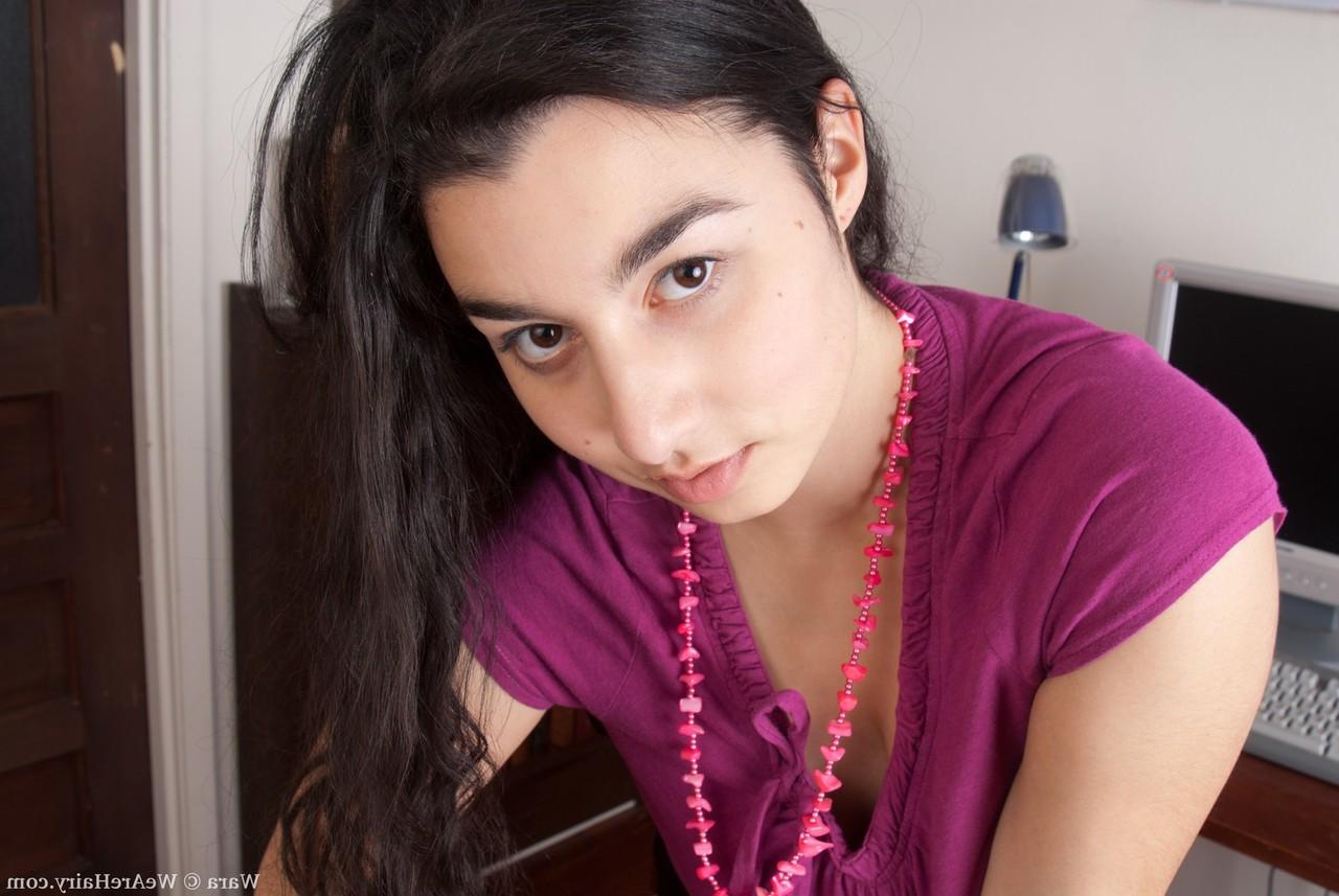 10P Chubby girl of exotic origins bares her natural tits with her beaver to follow
