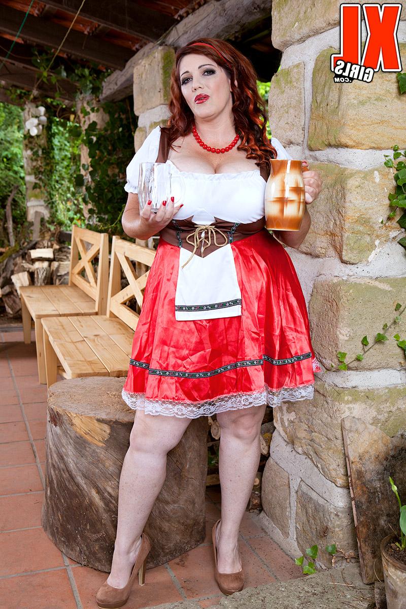 16P BBW Roxee Robinson pours a beer before covering hooters in whipped cream