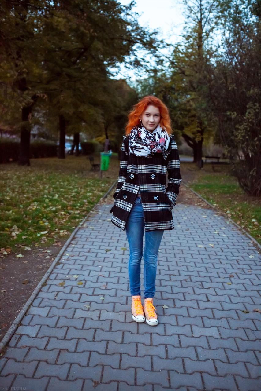 20P Skinny redheaded babe Ambre doffs her clothes and poses nude in a solo
