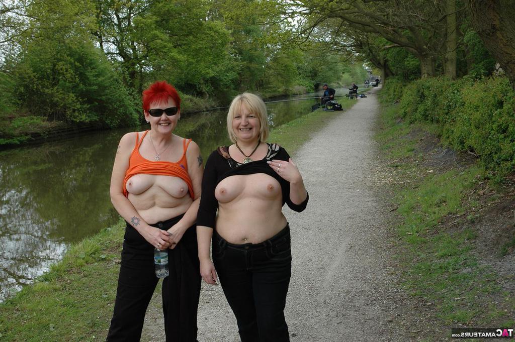 20P Mature redhead Valgasmic Exposed and a girlfriend expose themselves in public
