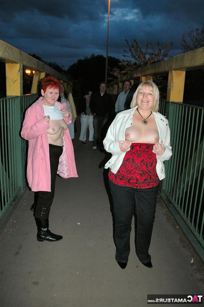 20P Mature redhead Valgasmic Exposed and a girlfriend expose themselves in public