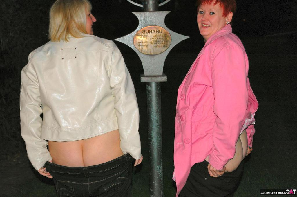 20P Mature redhead Valgasmic Exposed and a girlfriend expose themselves in public