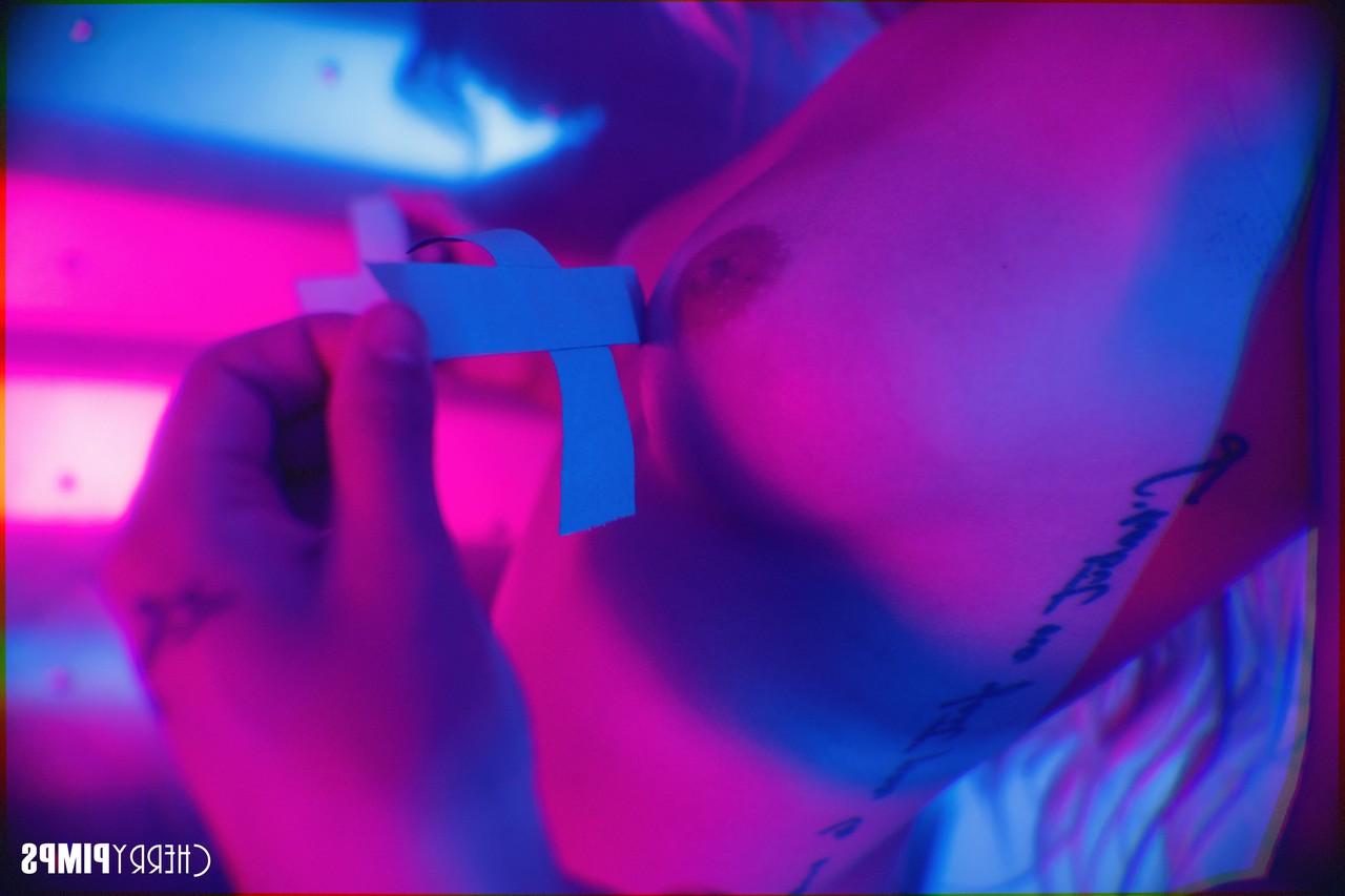 20P Brunette stripper Adria Rae sits on her big dildo then sucks it