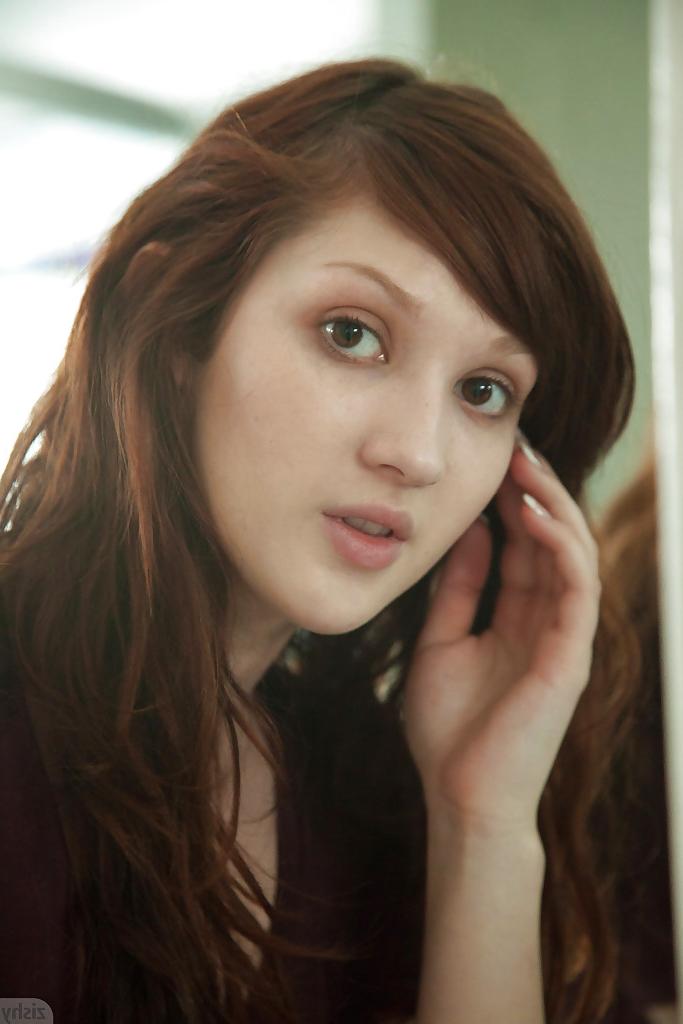 11P Cute redhead amateur Ellena Woods spreading her legs on her bed