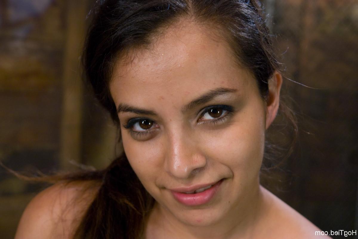 20P Pretty Latina babe Pepper Foxxx gets pounded with a dildo in rope bondage