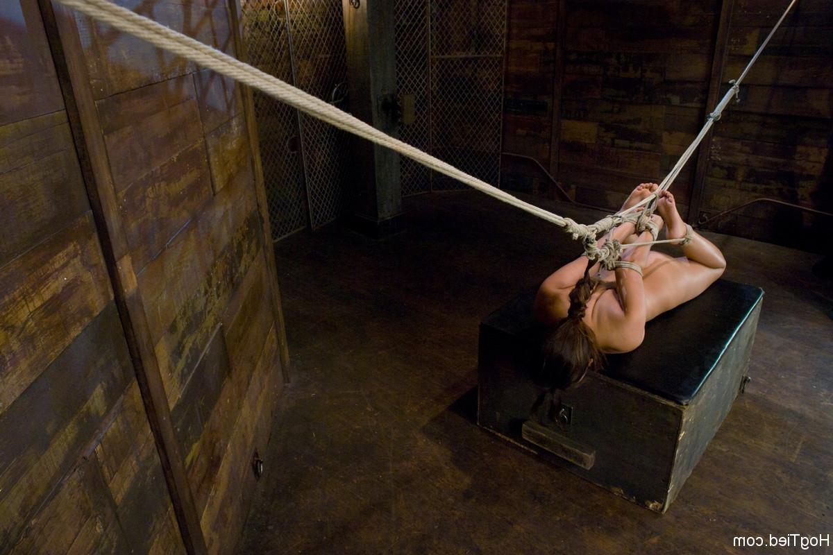 20P Pretty Latina babe Pepper Foxxx gets pounded with a dildo in rope bondage