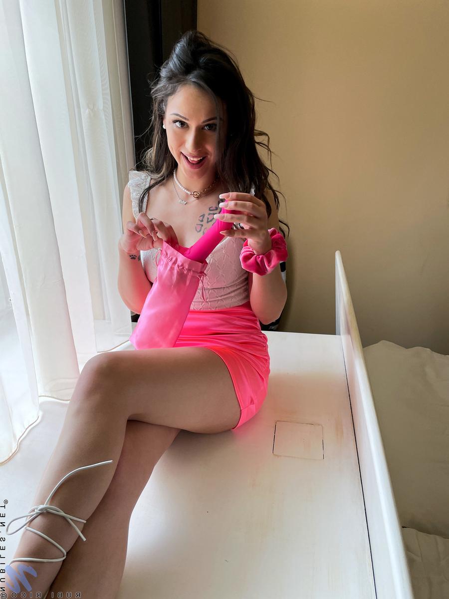 16P Latina coed Rubi Rico strips to her footwear prior to masturbating with a toy