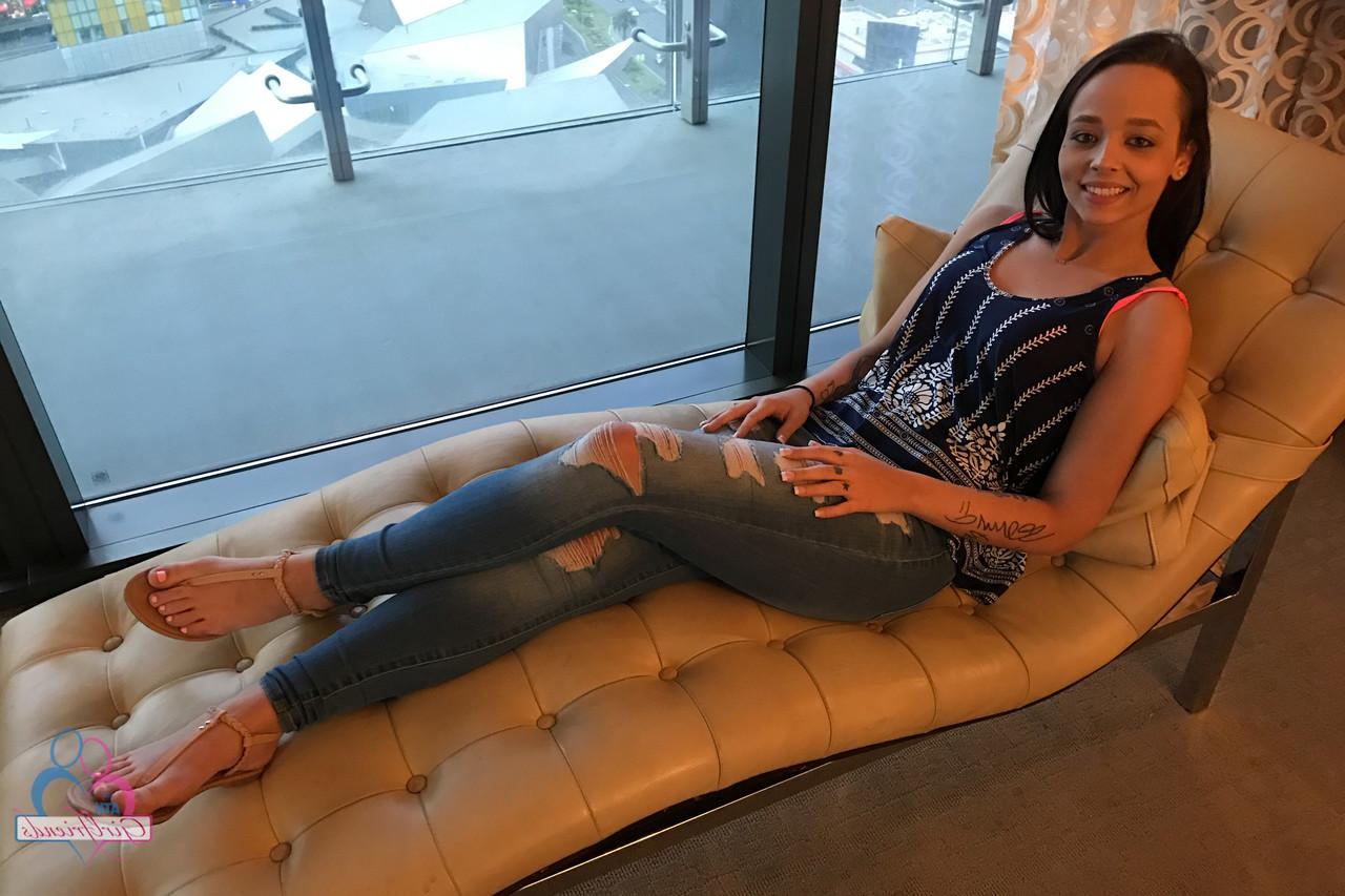 18P Colombian girlfriend Emily Cash flaunts her sexy feet in her solo compilation