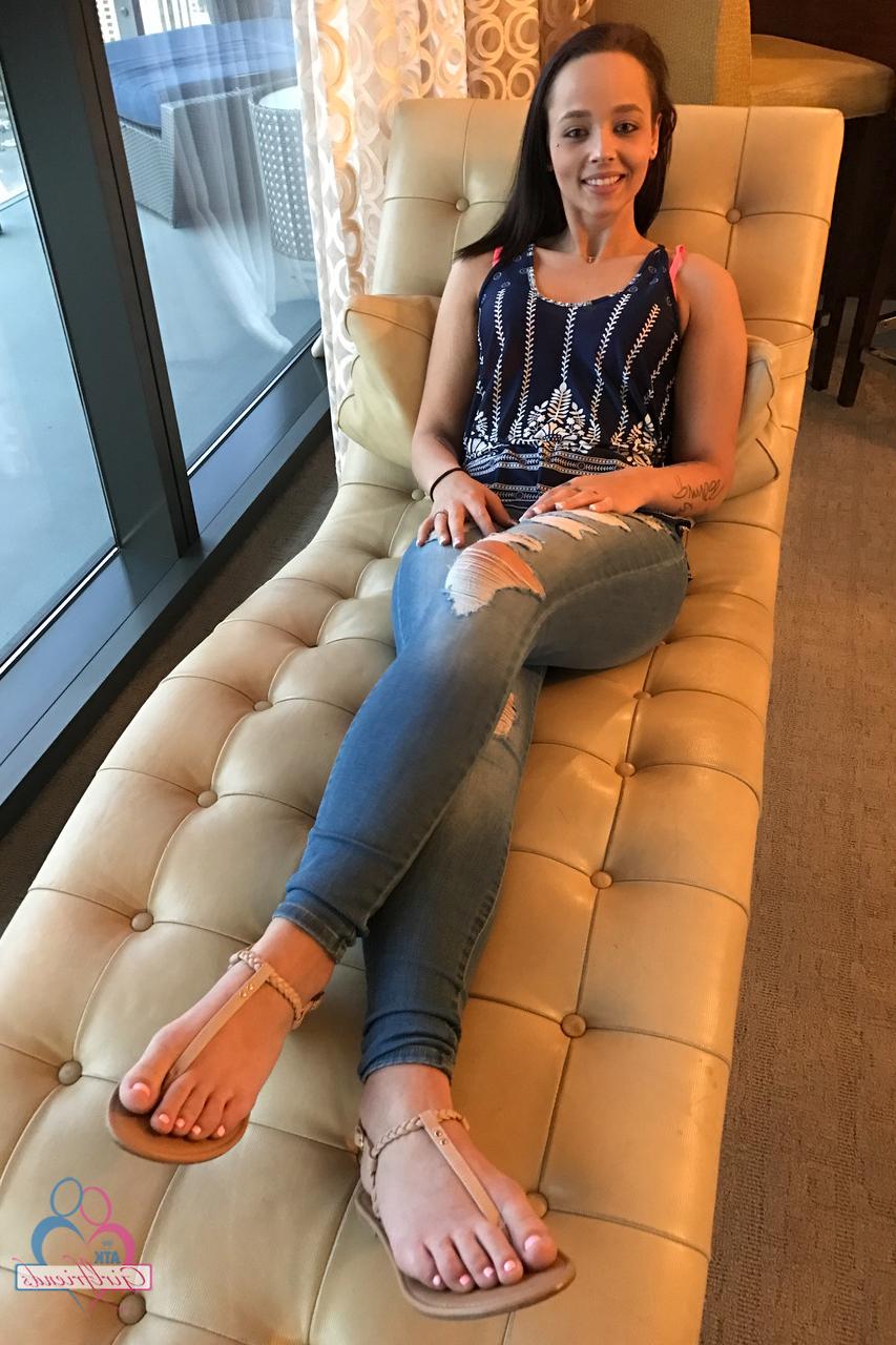 18P Colombian girlfriend Emily Cash flaunts her sexy feet in her solo compilation