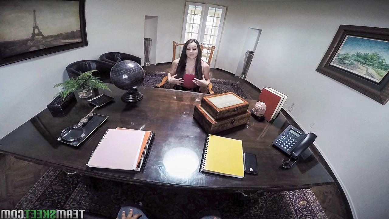 17P Slutty Lola Foxx takes a literal money shot after fucking POV at job interview