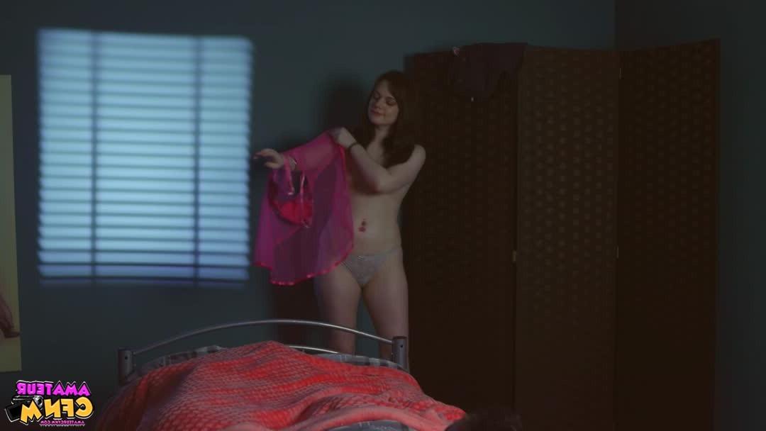 16P Elise Lee changes into a pink teddy before giving a blowjob