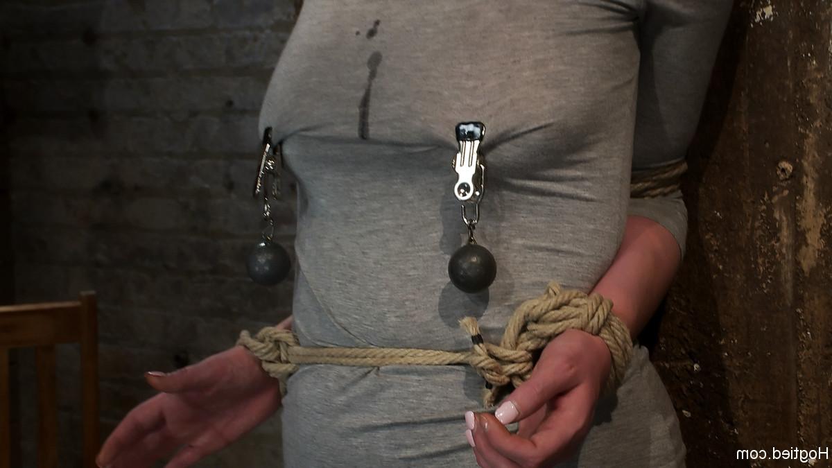 20P Redheaded Faye Reagen gets bound, ball-gagged and toyed to orgasm