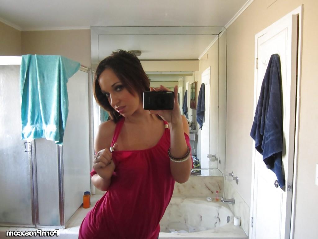 13P Cute ex-gf Jada Stevens taking mirror selfies of her big natural boobs