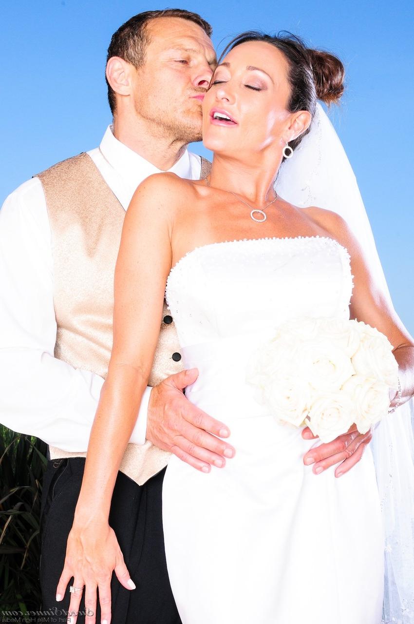 15P Beautiful bridesmaid Michelle Lay strips to white stockings and heels
