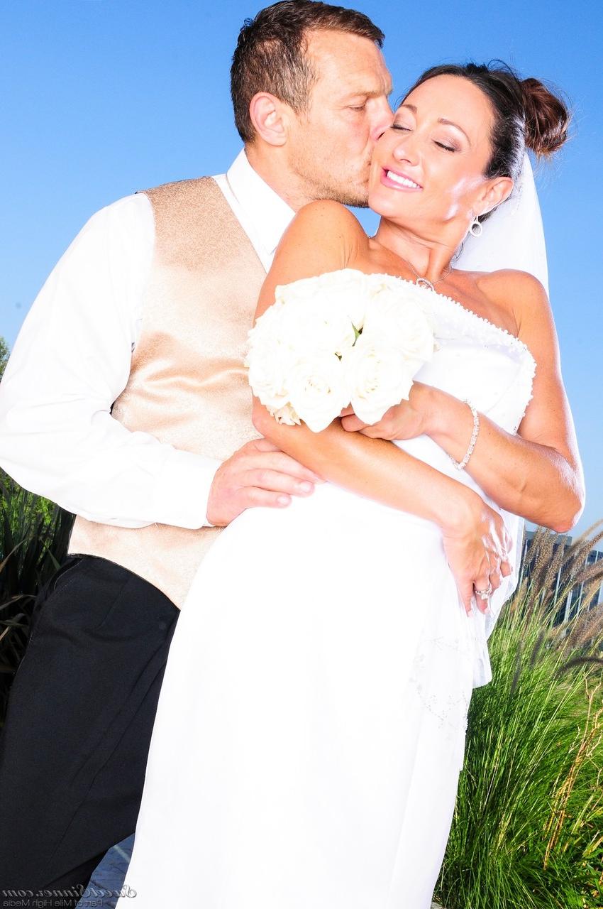 15P Beautiful bridesmaid Michelle Lay strips to white stockings and heels