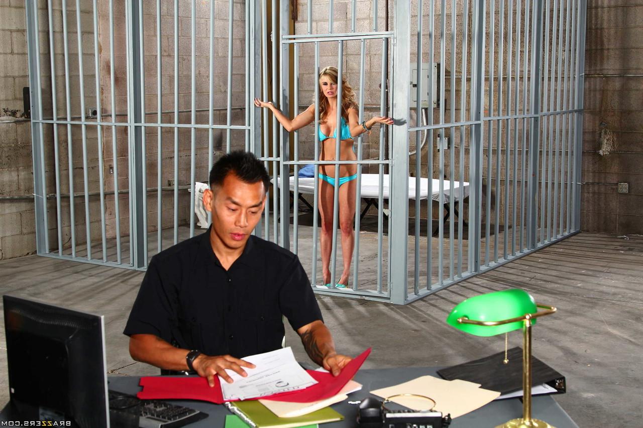 20P Coed prisoner Chloe Chaos fondles her big tits & gets banged by an Asian cop