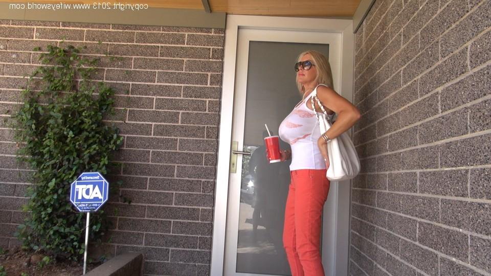 11P Horny blonde MILF with huge tits Wifey sucks back a load of hot cum topless