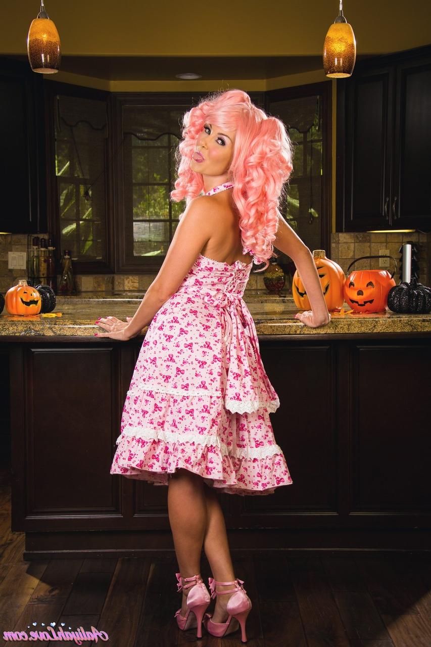 20P Pink haired cosplaying cutie Aaliyah Love enjoys food play & masturbates solo