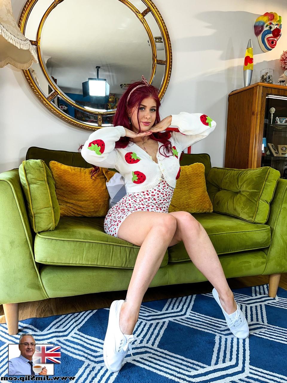 20P Redheaded doll Atlanta Moreno shows her big tits, ass and pussy