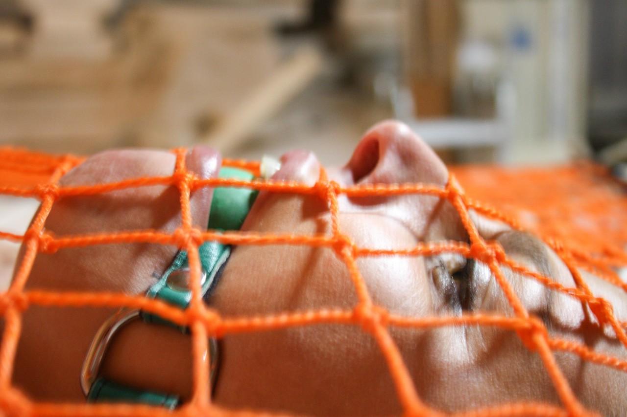 20P Bound and ballgagged blonde in fishnets Adrienne awaits for her punishment