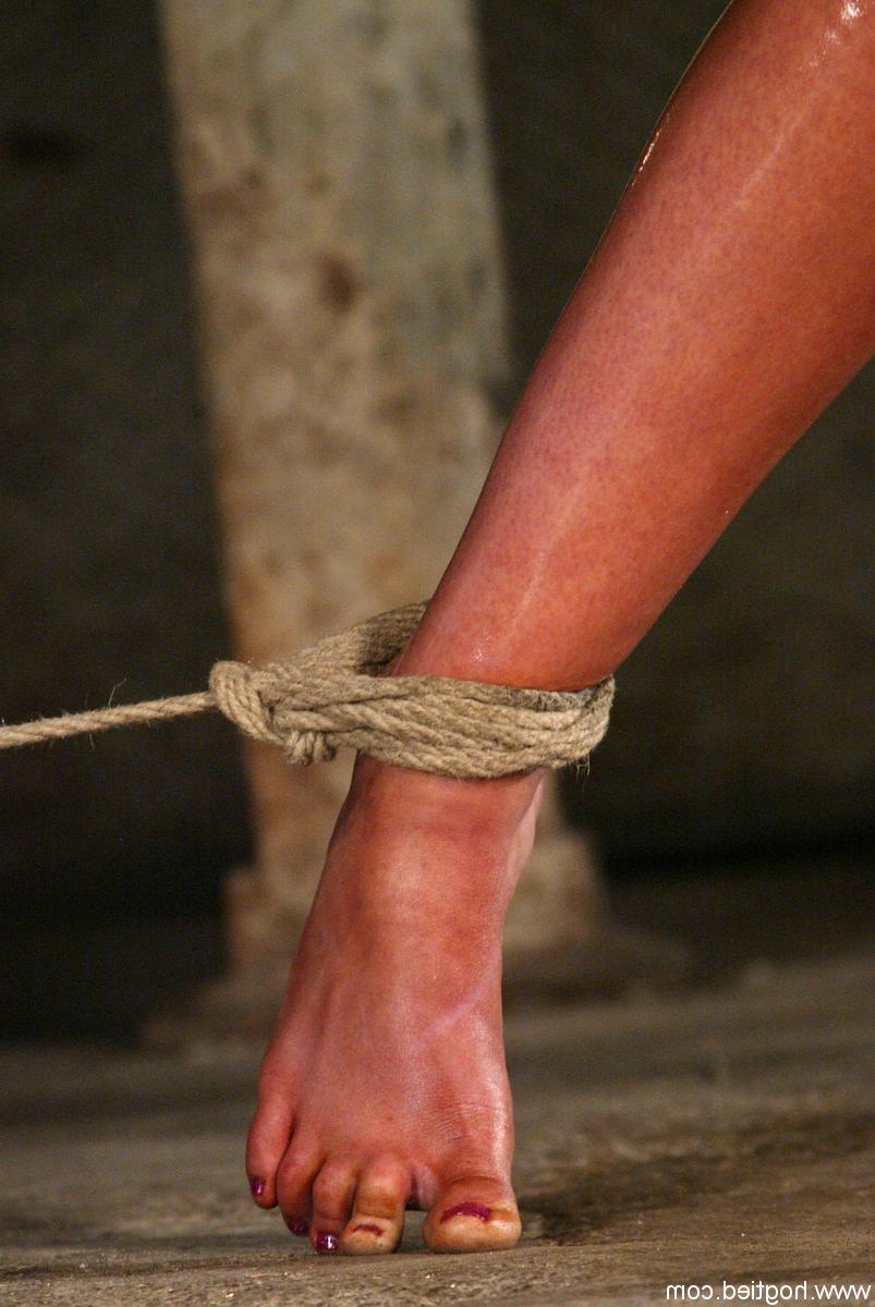 20P Petite MILF with big tits Candy Manson gets oiled up & crotch-roped in bondage