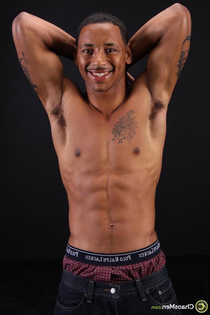 20P Adorable ebony model Dwayne unveils his six pack and huge black dick