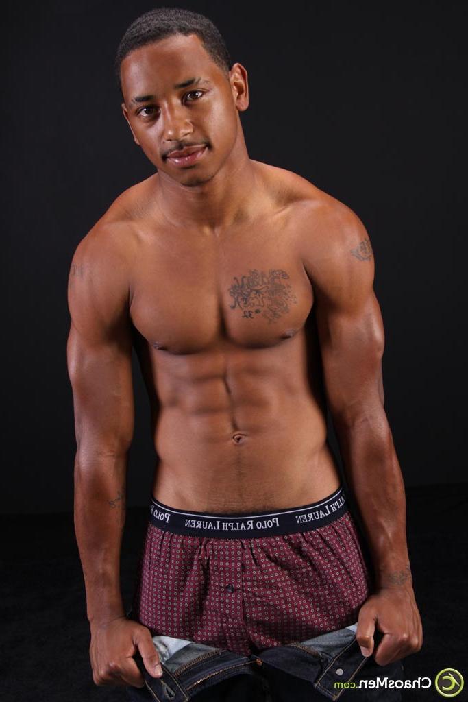 20P Adorable ebony model Dwayne unveils his six pack and huge black dick