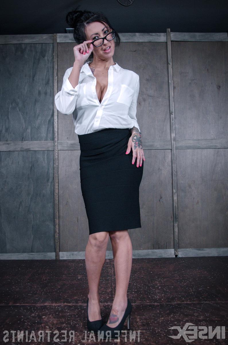 14P Secretary Lily Lane finds herself locked up and restrained in a dungeon