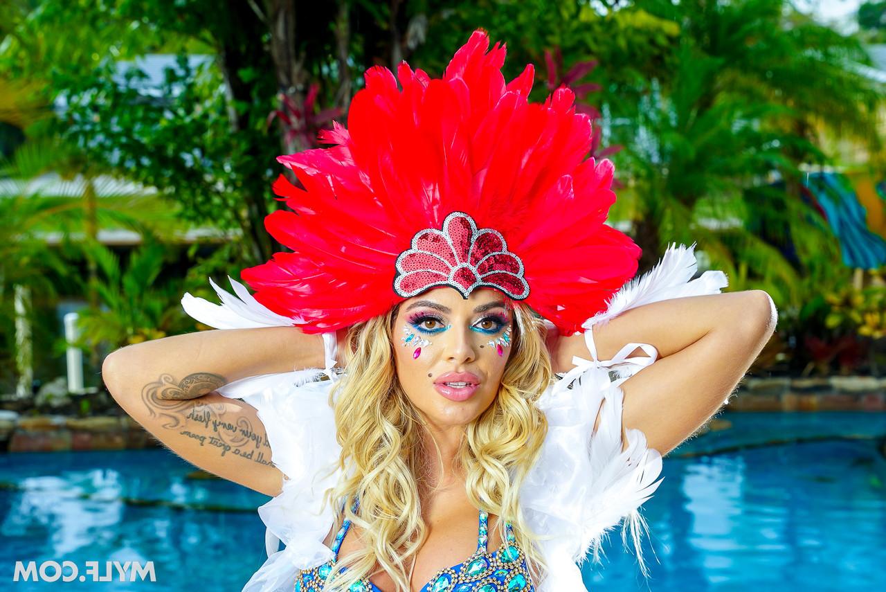 20P Brazilian MILF Vivianne DeSilva enjoys intense carnival sex on the sofa