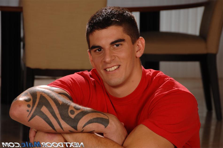 20P Strong brunette Tyler Torro unveils his muscular inked body and stiff dick