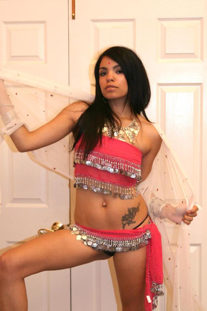 16P Indian MILF Savanna Ginger poses by herself before hardcore MMF sex