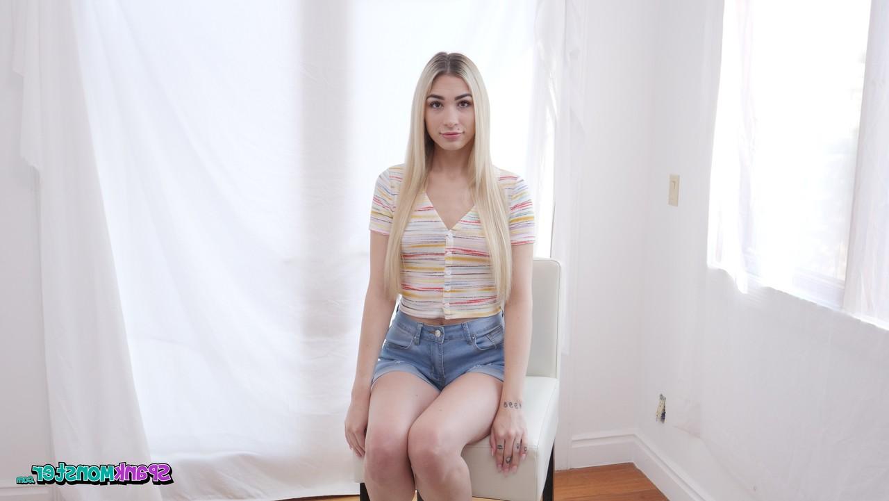 20P Blonde with a big booty Delilah Day enjoys some doggystyle sex while standing