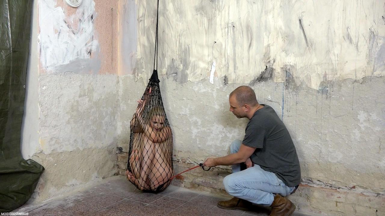 20P Struggling captive nude Katy Sky gets toyed while trying to escape a net