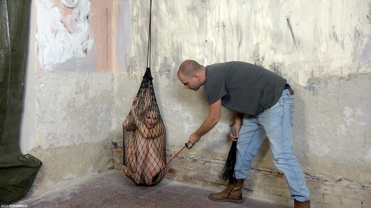 20P Struggling captive nude Katy Sky gets toyed while trying to escape a net