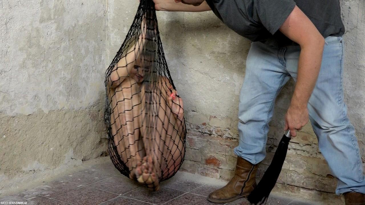 20P Struggling captive nude Katy Sky gets toyed while trying to escape a net