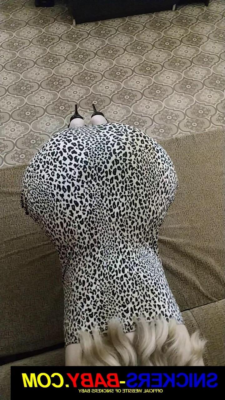 15P Curvy babe Snickers Baby shows off her big booty in a sexy dress