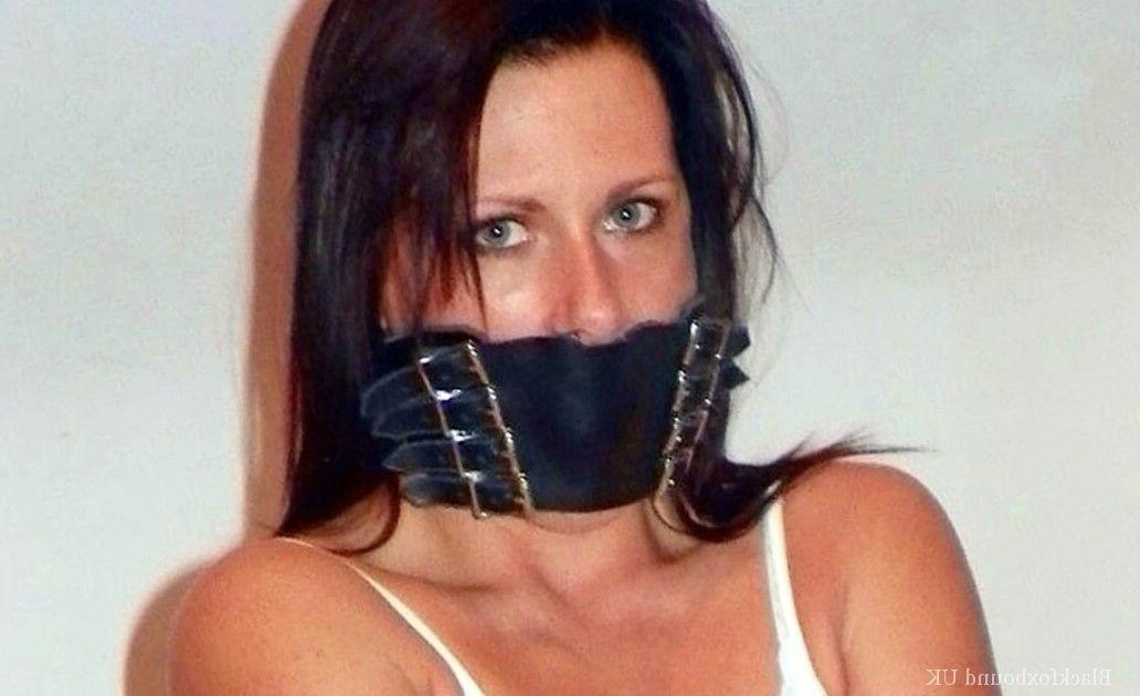 13P Brunette chick is blindfolded and gagged while her arms & legs are restrained