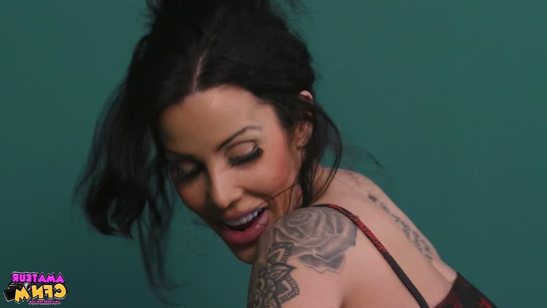 10P British chick Alice Judge takes a cumshot on her hose during CFNM action