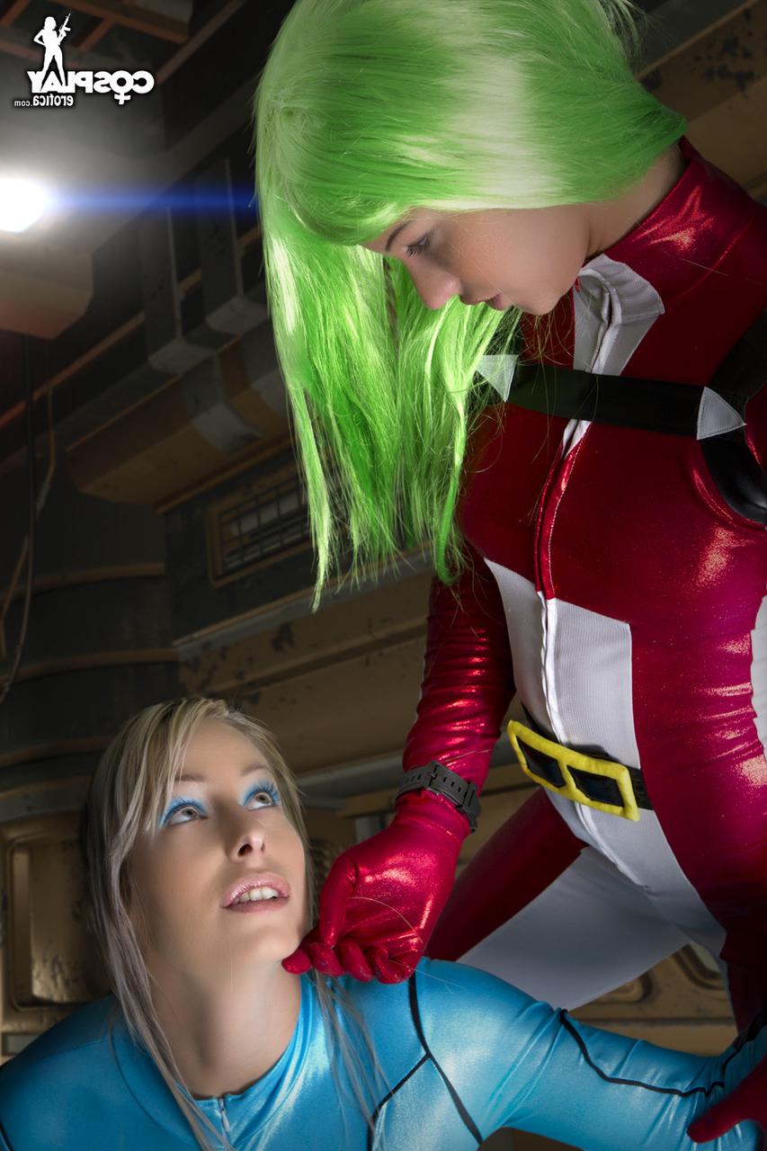 12P Lesbian girls fondle each other while removing cosplay clothing