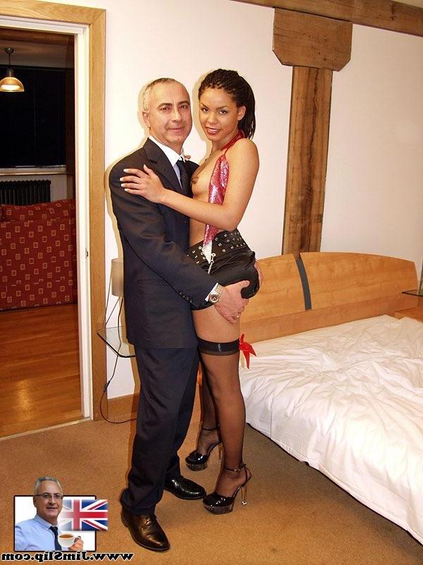 20P Young ebony babe Michele enjoys interracial sex with an old man