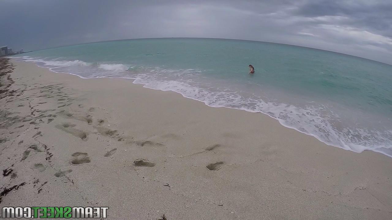 19P Stacked lifeguard Kimber Lee gets big tits covered in cum in beach bathroom