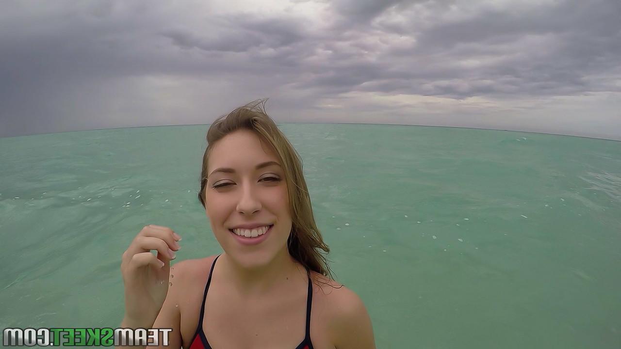 19P Stacked lifeguard Kimber Lee gets big tits covered in cum in beach bathroom