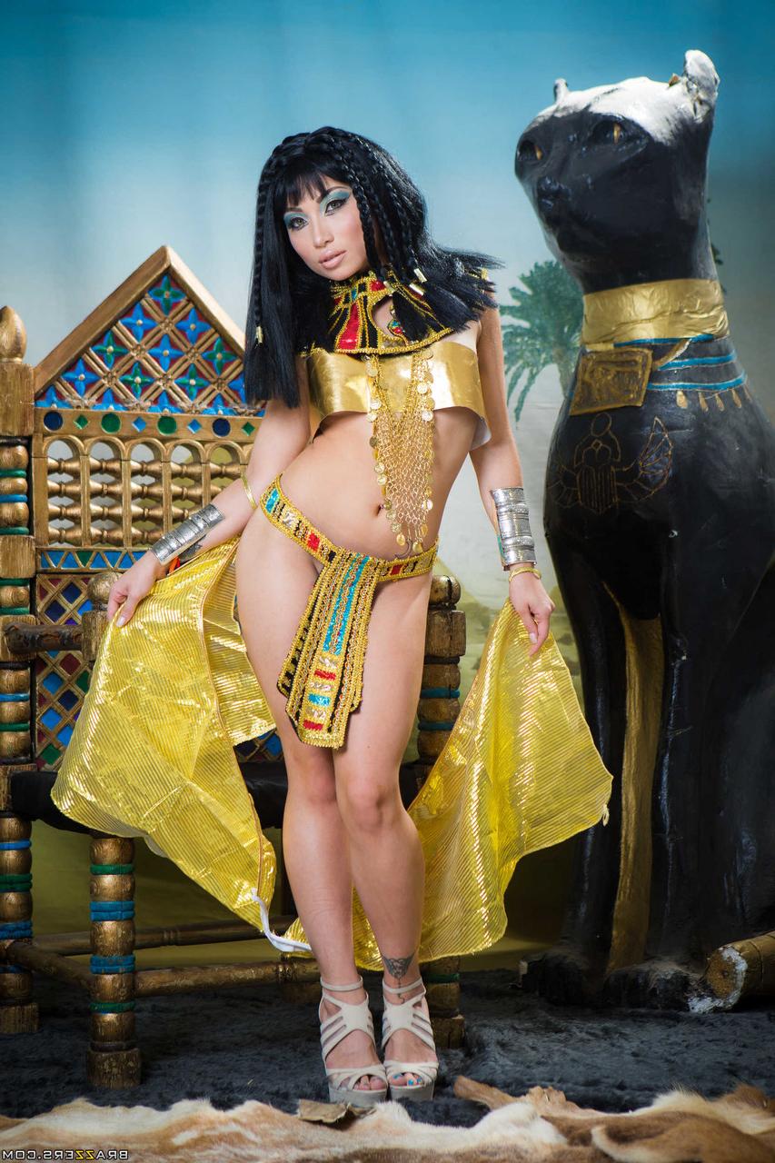 20P Petite Asian Rina Ellis shows her boobs & ass dressed up as Cleopatra