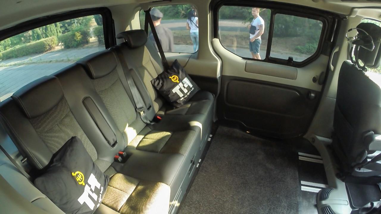 17P Hot brunette seduced by the cab driver into back seat bang & huge cumshot
