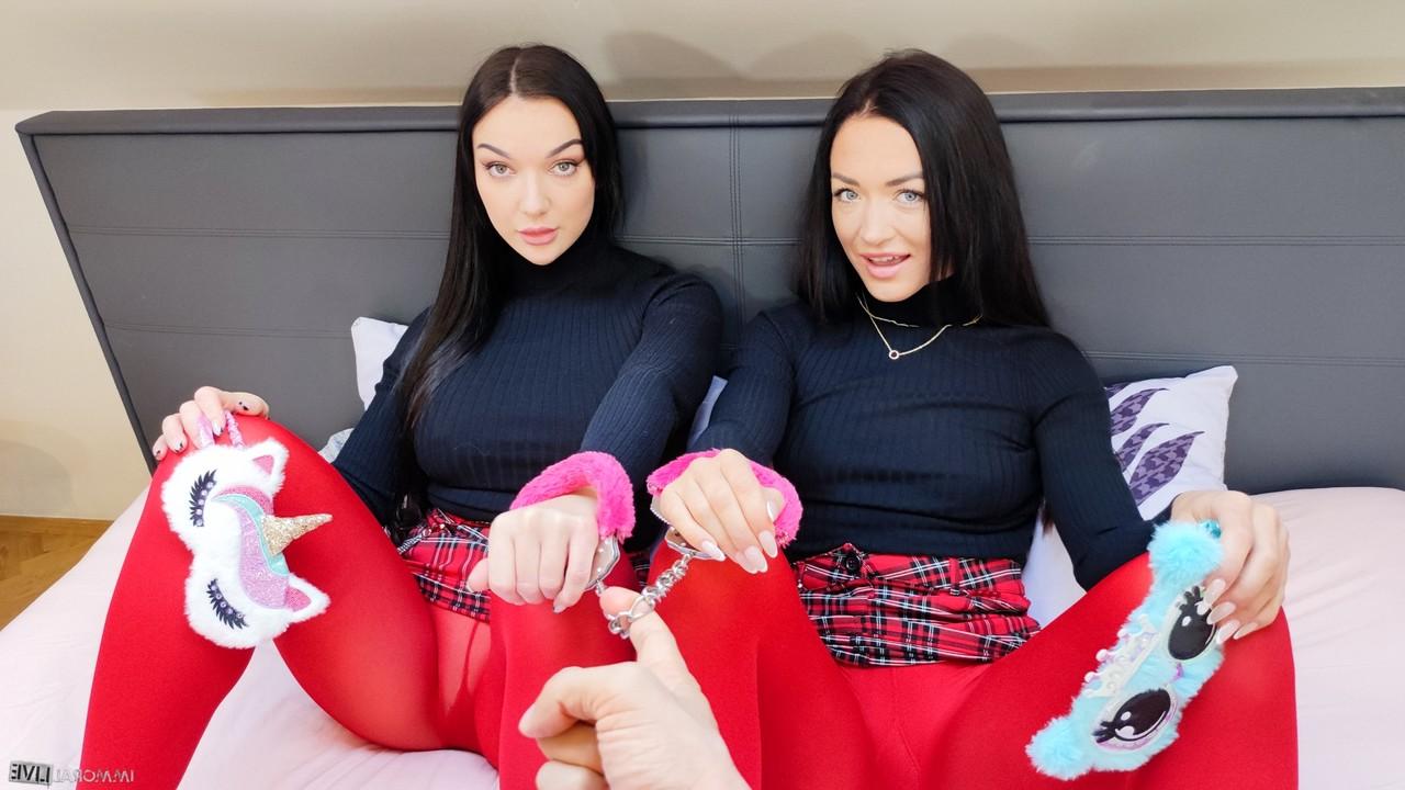 15P Zuzu Sweet & Lady Gang hitch up matching miniskirts in matching pantyhose
