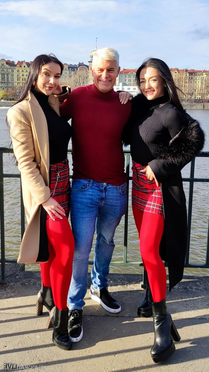 15P Zuzu Sweet & Lady Gang hitch up matching miniskirts in matching pantyhose