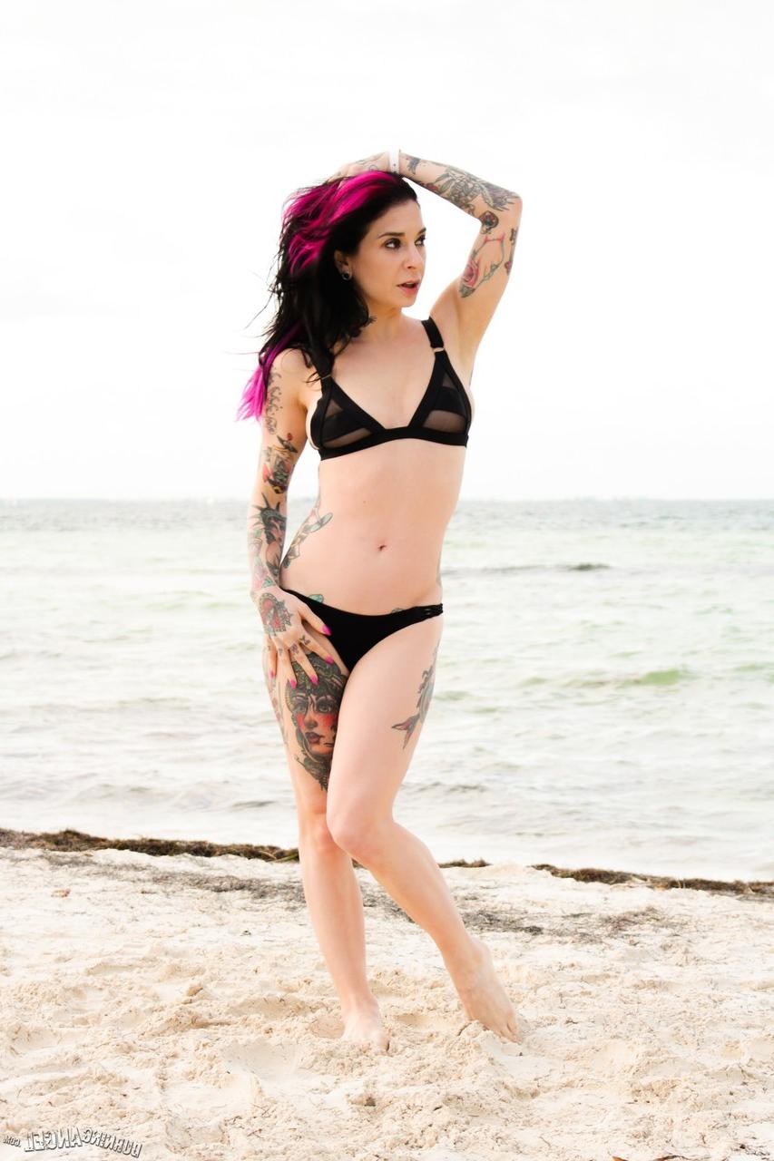 17P Colorful Joanna Angel stripping off & showing her wet cunt alone at the beach