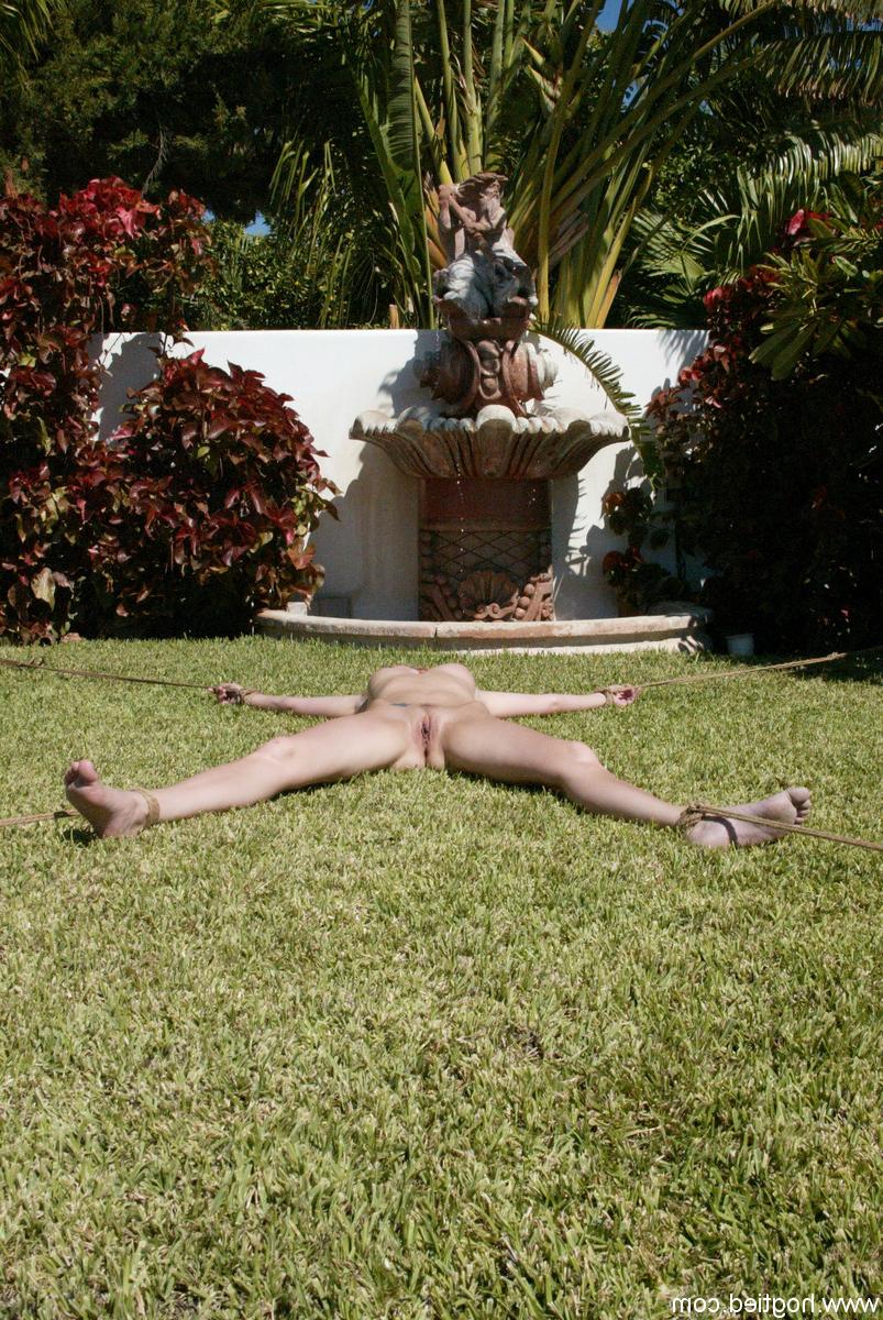 20P Horny dom strips and ties up 2 blonde babes in his backyard for a BDSM action