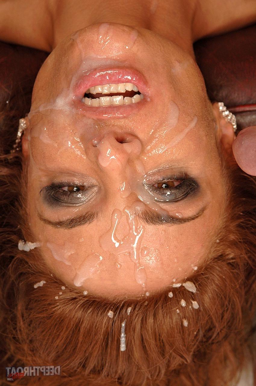 17P Fishnet-clad MILF Bony Bon deepthroats fat dicks and takes monster facials